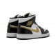 Nike Air Jordan 1 Mid SE Mens Black Gold Patent Leather 852542-007 Shoes